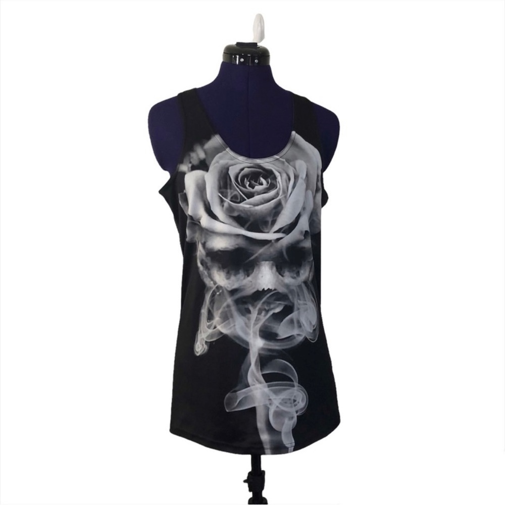 Black White Smoke Rose Tank Top